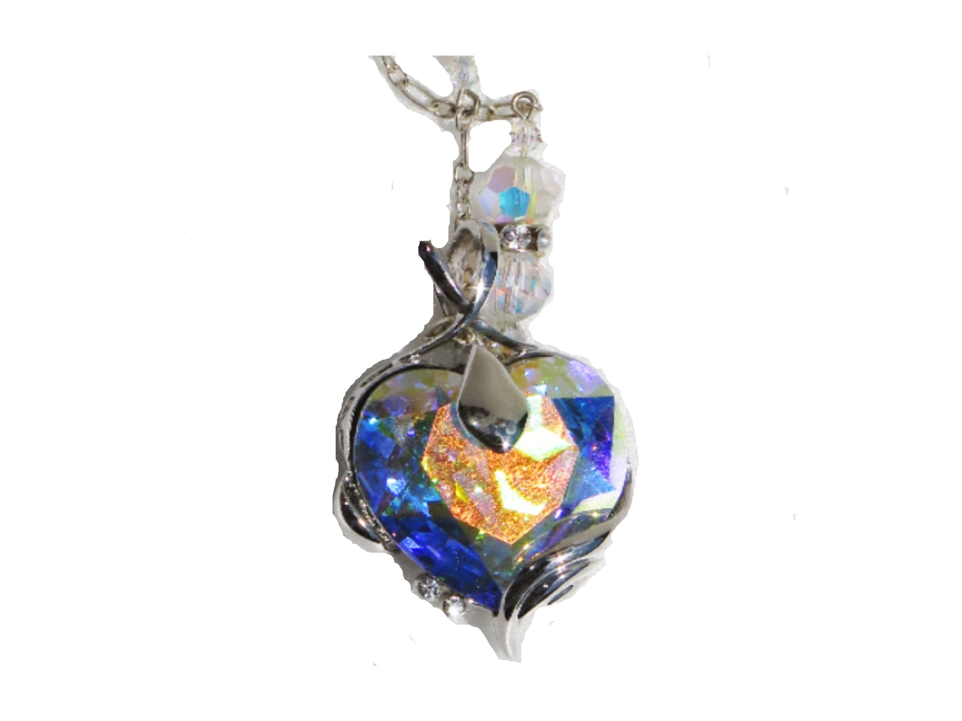 Austrian Crystal Aurora Borealis Heart Necklace